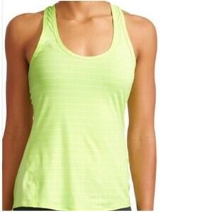 Athleta Neon Green ChiStriped Racer Back Tank Small